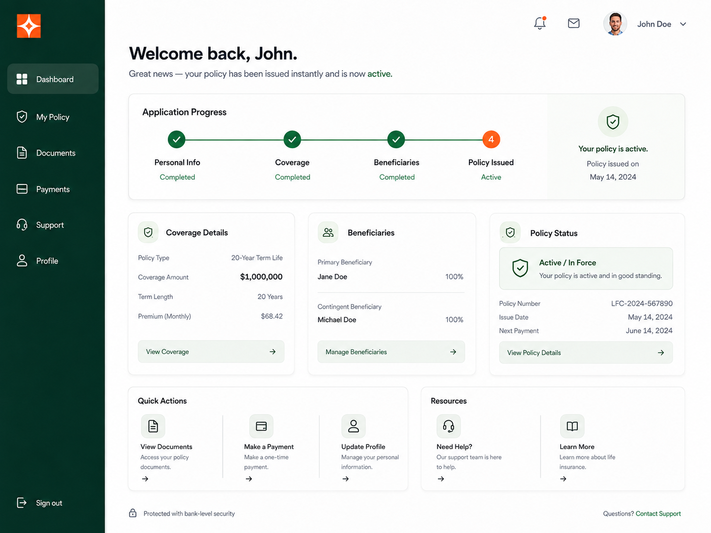 Lifecor customer dashboard
